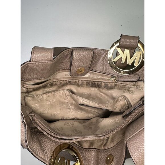 Michael Kors Fulton Purse Carmel Brown Pebbled Leather Shoulder Bag Tote Shopper - Picture 12 of 12